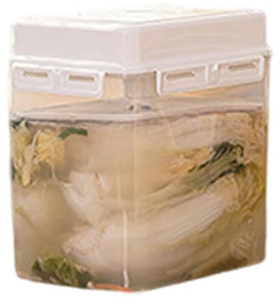 Kimchi Récipient hermétique de 4/5 l avec poignée et couvercle, boîte Kimchi | Boîte de rangement pour fermentation Kimchi, à 4 côtés, compatible avec la plupart des réfrigérateurs
