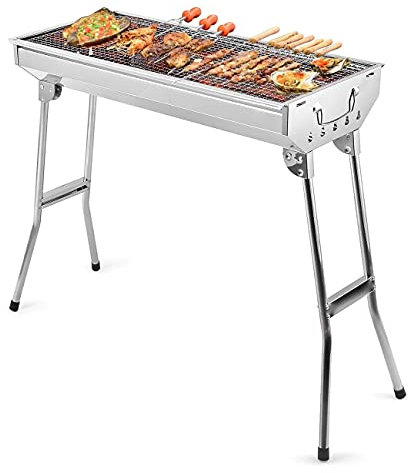MYVVKIA Parrilla de Barbacoa Parrilla de Barbacoa al Aire Libre Barbacoa Parrilla de carbón Kits de Herramientas de Barbacoa portátiles Plegables de Acero Inoxidable para Cocina