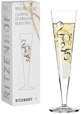 RITZENHOFF 1079015 Champagnerglas 200 ml - Serie Brillantnacht - Celebration Glass 2025 mit Echt-Gold - Made in Germany