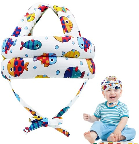 Little Fish Baby Head Protector - Toddler Helmet Age 1-3, White