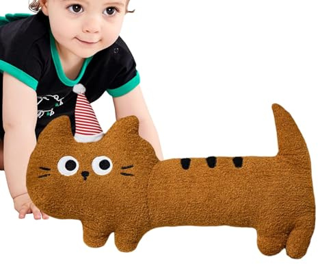Lång kattkudde, kattplyschkudde Söta djurkuddar | Juldekorationer, kramande leksak, kuddly kattunge plysch leksak för barn flickor pojkar
