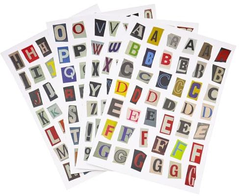 GETRICH 4 Fogli 187 Pezzi Lettere Adesive, Adesivi Lettere, Fai da te Adesivi Lettere Alfabeto in Vinile per Scrapbooking, Cassette Postali Biglietti di Auguri, Artigianato