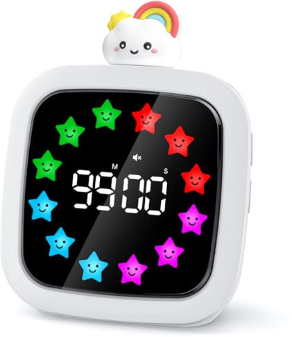 Yunbaoit Visual Timer, Rechargeable 99-Minute Silent Countdown Timer, 9 Optional DIY Color Display, Time Management Tool for Kids and Adult (Rainbow)