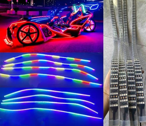 2PCS 4FT 48 + 2PCS 6.5FT 78 Quad Row Brightest 4Rolls Addressable LED Dream Color Chasing Light Strips for Polaris Slingshot Golf Cart Car Truck Underbody Fender Lighting KIT Bluetooth Remote