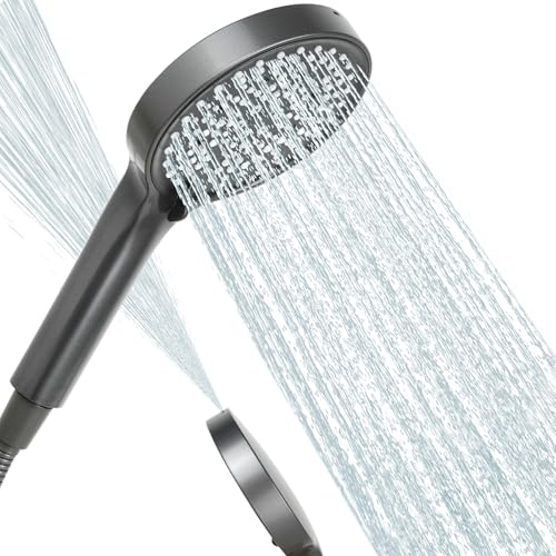 Duschkopf Wassersparend,125mm Duschkopf Groß mit 6 Strahlarten,Turbogeladenes Design Hochdruck, Handbrause Duschbrause für Baden,Sparduschkopf,Regendusche Duschkopf Druckerhöhend,Brausekopf (grau)