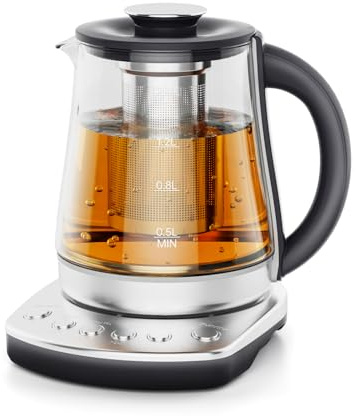 Electric Kettle With Infuser, 1.5L Electric Tea Kettle With Temperature Control, Glass Kettle & Hot Water Boiler,1200W Fast heating for Pour Over Coffee, Brew Tea, Easy to Clean G888B