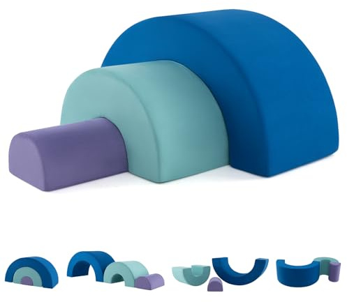 Costzon Rainbow Toddler Climbing Toys Indoor, 3 Pieces Soft Foam Blocks w/Skin-Friendly Suede Fabric Cover, Elastic Sponge Fillings & Smooth Zippers for Crawling Playing, Climbing Blocks for Kids 3+