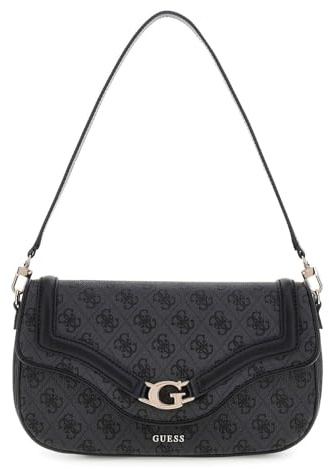 GUESS borsa a tracolla Dea Flap Shoulder Bag Coal Logo grigio scuro