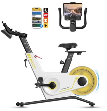 Vélo d'exercice pour La Maison, 40 Niveaux Vélo D’ Appartement Pliable Stationnaire Vélo d'exercice, 265LBS Capacité avec écran LED App Prise en Charge Blanc