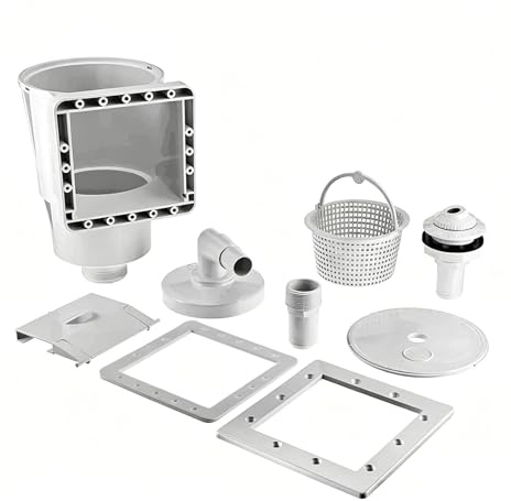 Bcuuozeeing Set di skimmer per piscina, set completo di skimmer da incasso, colore bianco, per piscine a parete in acciaio, set di pulizia per piscina, connettore tubo da 32 mm e 38 mm, per piscine a