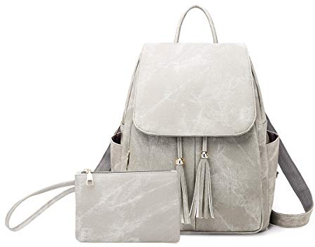 NICOLE & DORIS Rucksack für Damen Anti Diebstahl Rucksack Handtasche 2er Set Leichtgewicht Schulrucksack Daypack Cityrucksack Grau