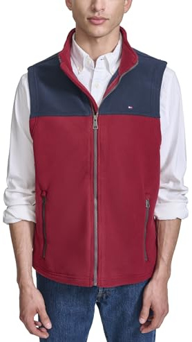 Tommy Hilfiger Fleeceväst för män, Marinblå/röd., S