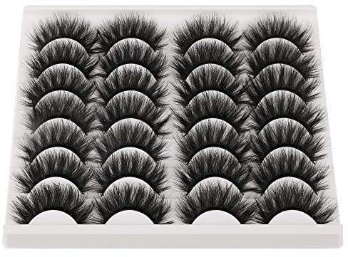 JIMIRE False Eyelashes Mink Fluffy Volume Lashes 3D Wispy Long Fake Eyelashes 14 Pairs Pack