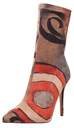 vivianly Women's Sexy Pointy Toe Stiletto Heels Ankle Boots Printed Stretchy Sock Booties Size 9
