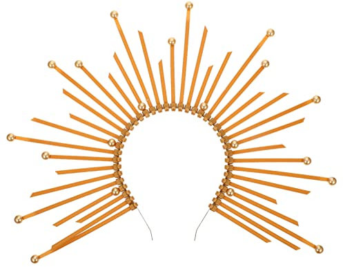 FRCOLOR Halo Couronne Bandeau Zip Cravate Casque à Pointes Déesse Coiffe avec Décor Rond Costume D' halloween