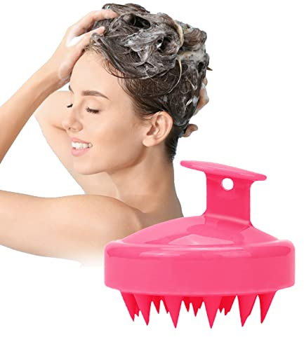 【Phantasy】Kopfhaut Massagebürste, Shampoo Silikon Haarbürste für Peeling und Kopfmassage verwendet werden, um die Durchblutung der Kopfhaut zu verbessern, Rosarot