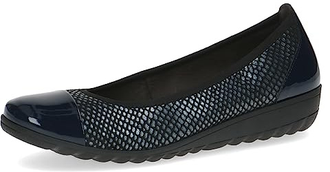 Caprice Ballerines Femme en Cuir à Talon compensé, Bleu (Ocean Comb), 38 EU