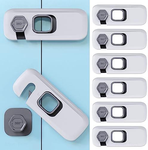 NiHome Child Proof Refrigerator Lock 6-Pack, Baby Safety Locks for Fridges, Cabinets, Drawers, Double Doors and More, French Fridge Door Lock Protect Babies from Fridge Accidents, Durable (Gray)