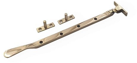 Manor Polished Brass 250mm 10 Inch Window Stay Fastener - Solid Brass Casement Stay for Timber Windows