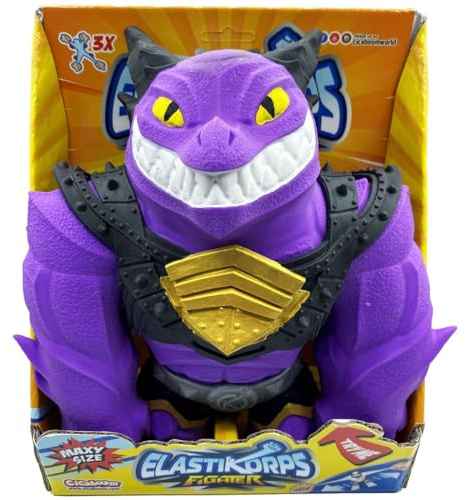 CICABOOM - Maxy Drako - Drago giocattolo allungabile ed elastico con Armatura interscambiabile (23 cm x 2 Kg) - Elastikorps Fighter Extra Force - Idea Regalo Bambini (Colore Viola)