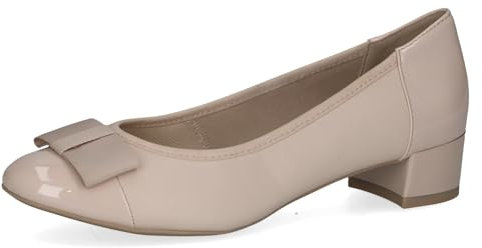 CAPRICE Damen Pumps mit Blockabsatz mit Schleife, Beige (Beige Comb I), 42 EU