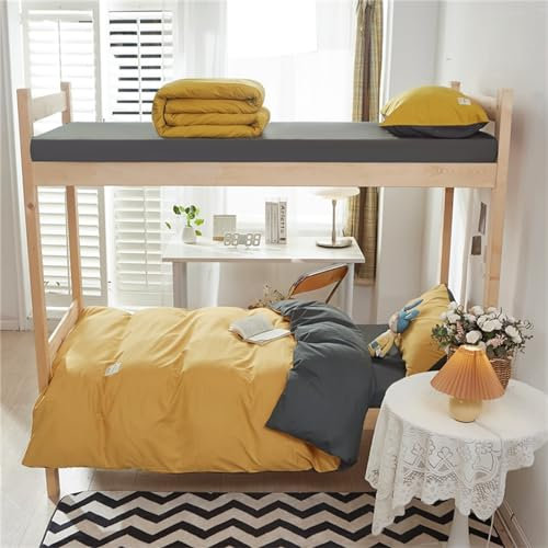 Odot 3 Pezzi Completo Letto Singolo, Microfibra Set Copripiumino con Chiusura a Zip, 1 Lenzuolo e 1 Federe per i Dormitori Scolastici (150x200cm,Colore Pieno 4)