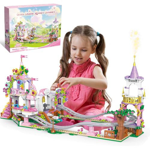 TOY PLAYER Friends Princess Castle Roller Coaster Building Blocks Set,Compatible with Lego, STEM Creative Amusement Park Building Set for Girls 6+ Years, for Girls (991 PCS)