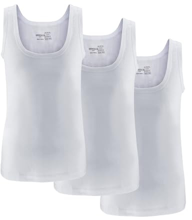 UNDEREA Pack de 3 camisetas interiores Tank Tops para niños - Clásicas de canalé fino de 100% algodón peinado para escuela, deporte, uso diario, Blanco, 3-4 años