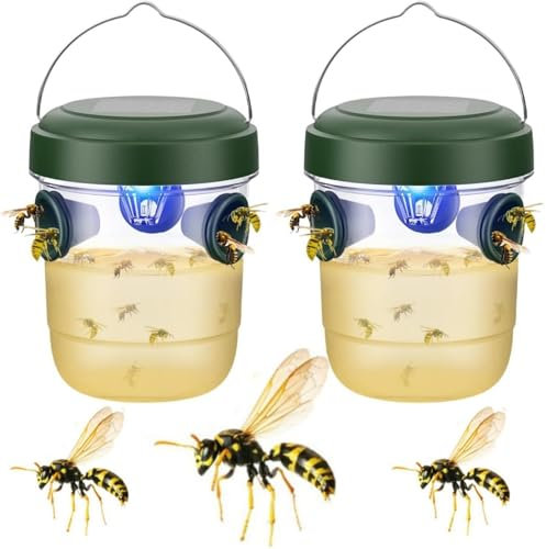 Alula777 Trappola per calabroni asiatiche e vespe per esterni, doppia entrata con selettività, 2 trappole sospese riutilizzabili per giardino/balcone, compatibile con bottiglia di plastica domestica