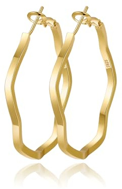 RANKEEF 3mm Boucles D'Oreilles Femme, Grandes Creole Or HypoallergéNiques, Grandes Boucles D'Oreilles CréOles En Or 14 Creole Plaqué Carats Pour Femmes