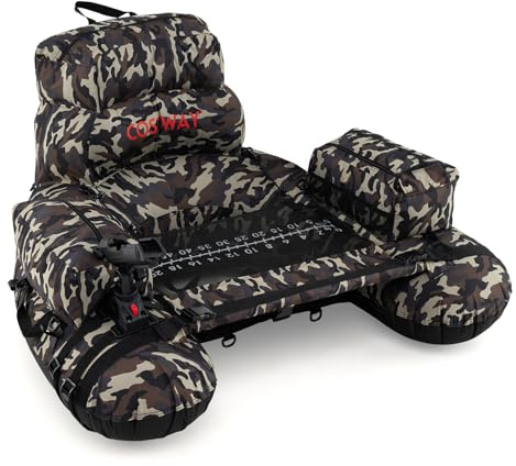 COSTWAY Belly Boot, Belly Boat mit Schultergurten, Handpumpe, Paddel, Flossen, Rutenhalter, Fischmaßband & Stauraum, Angelboot für Erwachsene