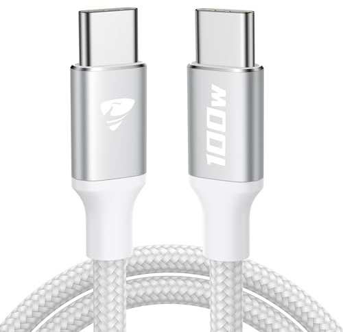 Aioneus Cable USB C Carga Rápida 100W, 2M Cable USB C 5A QC de USB C a USB C Cable Trenzado Nylon Tipo C Cargador para iPhone 17 16 15 Pro Max, Samsung S25 S24 Ultra, iPad Pro, MacBook, Pixel etc