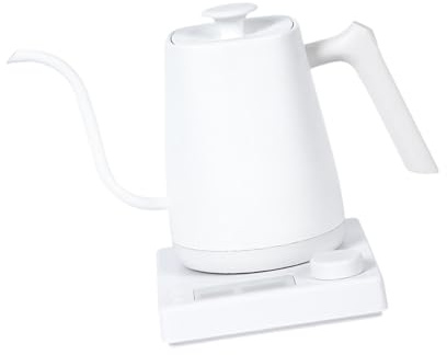 perfk Wasserkocher mit Schwanenhals, schnell aufheizender Wasserkocher, praktischer, robuster Edelstahl, 0,8 l, zum Übergießen von Kaffee und Tee, Weiß