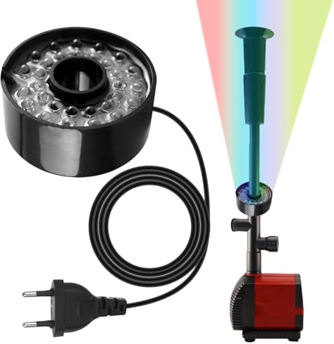 BORDEAG Luz para estanque, iluminación subacuática, anillo LED para bombas de estanque, anillo LED universal, bombas de estanque con 30 ledes para fuentes y estanques de jardín, cable de 2,91 m