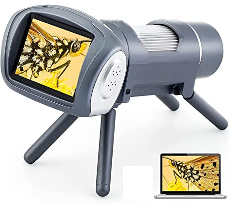 CFTGIW Kit Microscopio per Bambini 1080P Microscopio Digitale Elettronico Portatile Portatile con Schermo da 2 Pollici per Esterni Rosa per i Tempi in Cui la Messa a Fuoco Ottiene Ha una RISOLUZIONE