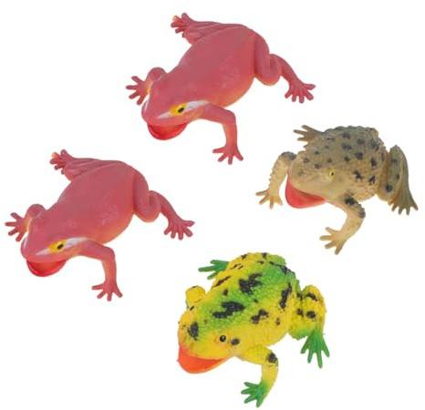Homoyoyo Lot de 4 Jouets à Presser Grenouille en Plastique Sûr, Sonore Amusant Motifs Variés, Accessoire de Farce pour Soirées et Jeux Garçon et Filles Adultes, Design Style Aléatoire