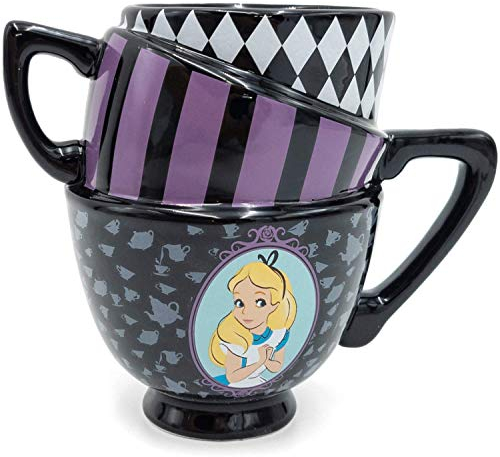 Silver Buffalo Disney Tim Burton Alice im Wunderland gestapelte Teetasse 3D geformte Keramik-Kaffeetasse, 590 ml