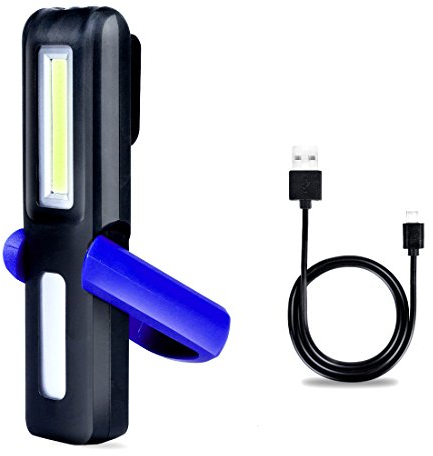HTBAKOI Lampada Portatile LED Ricaricabile Officina, Lampada da Lavoro Ricaricabile Torcia Auto Luce USB Doppia Illuminazione LED + COB con Base Magnetica e 360 ° Gancio per Garage e Emergenza