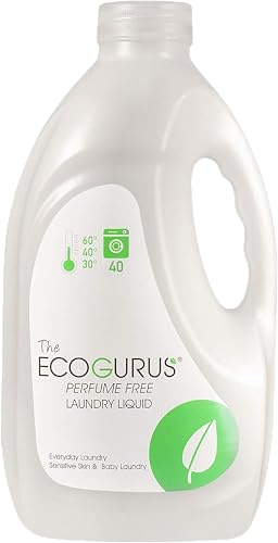 Eco Laundry Detergent | Fragrance Free Non Bio Washing Liquid for Sensitive Skin | Hypoallergenic Unscented Liquid Detergent |Suitable for Babies & Delicate Washing | 2L | 40 Washes