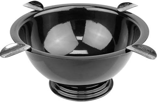 Stinky Cigar Black Nickel Ashtray - Windproof Stainless Steel Design with 4 Stirrups, Deep Bowl for Indoor & Outdoor Use, Heat Resistant & Easy to Clean - Ideal Smoking Accessory for Cigar Enthusiasts