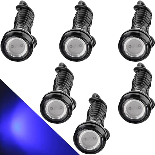 CTRICALVER High Power 18mm 9W Eagle Eye LED Light,Car Motorcycle DRL Daytime Running Light Fog Lamp Reversing Light Marker Light 12V Waterproof(Blue，6PCS)