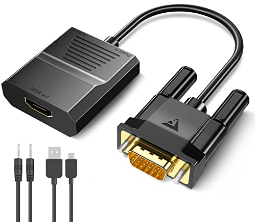 FOINNEX VGA auf HDMI Adapter mit Audio, 1080P VGA zu HDMI Konverter Alter PC zu TV/Monitor, Wandler für Computer Beamer Laptop PC Monitor Projector HDTV -10CM