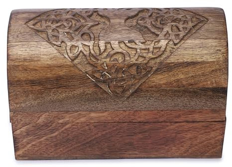 Ajuny Portagioie Decorativo in Legno Intagliato a mano con Intagli di Alberi Celtici Multiuso Portaoggetti Organizer per Riporre i Ricordi Custodia per Regali, 9x6 pollici