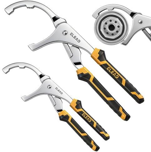 ELEAD Adjustable Oil Filter Wrench Set - 9 & 12 Pliers for Cars, Trucks, Motorcycles - Durable Carbon Steel, Ergonomic Grip, Easy Access Design