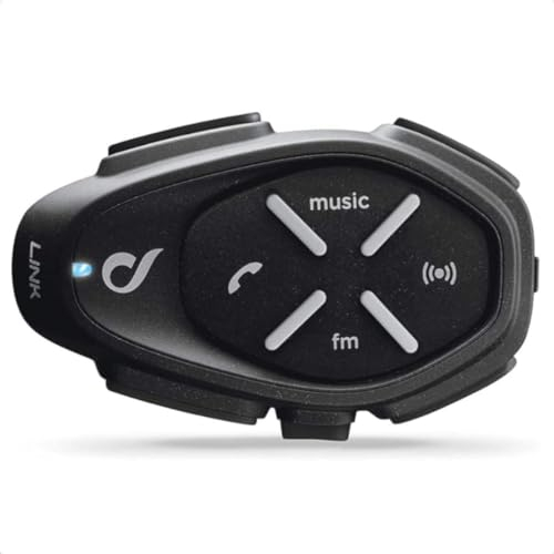 INTERPHONE LINK HD Singolo, Interfono moto per comunicazione pilota-pilota, moto-moto e passeggero fino a 300mt, Interfono casco con Bluetooth per GPS e chiamate, Autonomia 20h e impermeabile IP67