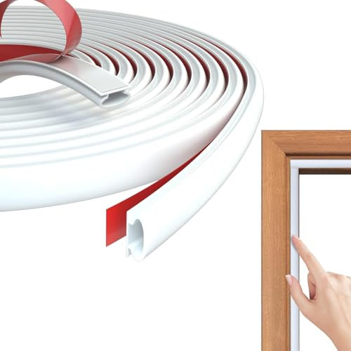 Joint Porte Fenetre Isolation Froid et Phonique, Joint de Porte Dentrée Caoutchouc Autocollant, Type D Joint Fenetre PVC Porte, pour Joint Etancheite Entree (Blanc, 10 M)