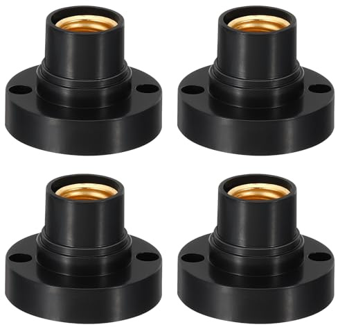 PATIKIL E14 Bulb Socket, 4pcs Round Screw Base Lamp Holder Light Replacement Bases for Halogen CFL Light Bulb, Black
