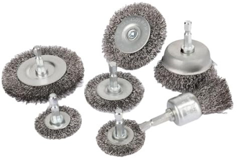 Set di 7 spazzole metalliche per trapano, smerigliatrice angolare, spazzole a batteria, spazzola abrasiva, trapano con asta esagonale, per trapano, corrosione, sbavatura