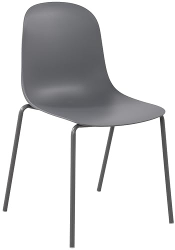 CLP Chaise empilable Hardin I Chaise d'extérieur Absolument résistante aux intempéries et aux UV, Couleur:Gris foncé