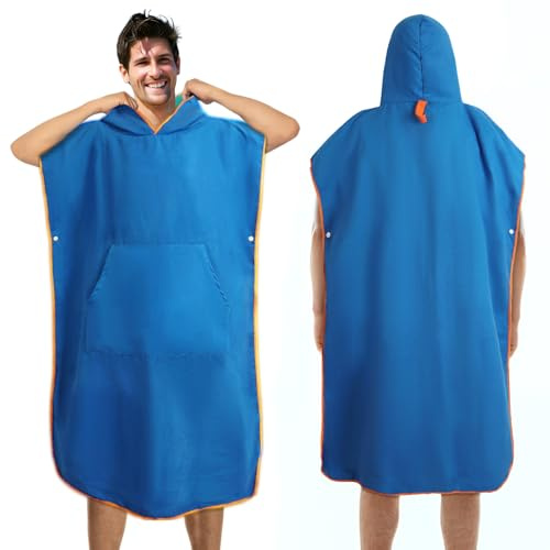 Jokisa Surfponcho vuxna, snabbtorkande, safirblå/ljusblå